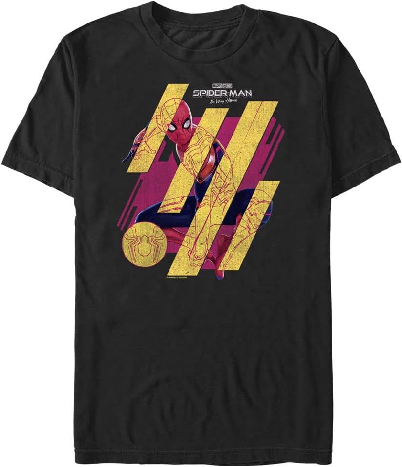 Marvel Big & Tall Man No Way Home Spider Sketch Men's Tops Short Sleeve Tee Shirt T-Shirt | Aesthetic Streetwear