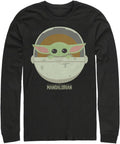 STAR WARS Big & Tall Men's Mandalorian The Child Cute Bassinet Tops Long Sleeve Tee Shirt T-Shirt | Premium Quality