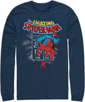 Marvel Big & Tall Men's Classic Spidey Stamp Comp Tops Long Sleeve Tee Shirt T-Shirt | Premium Quality