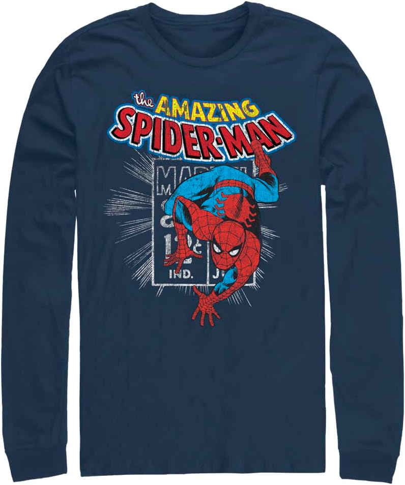 Marvel Big & Tall Men's Classic Spidey Stamp Comp Tops Long Sleeve Tee Shirt T-Shirt | Premium Quality