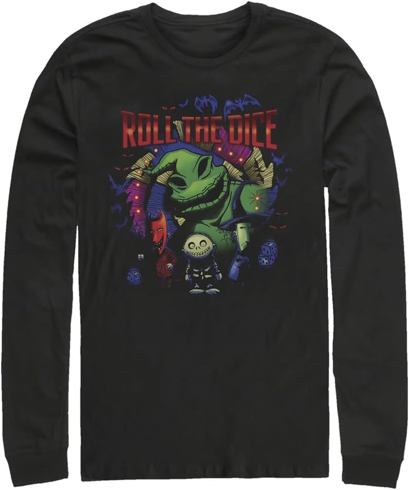 Disney Big & Tall The Nightmare Before Christmas Oogie Dice Men's Tops Long Sleeve Tee Shirt T-Shirt | US Viral Style