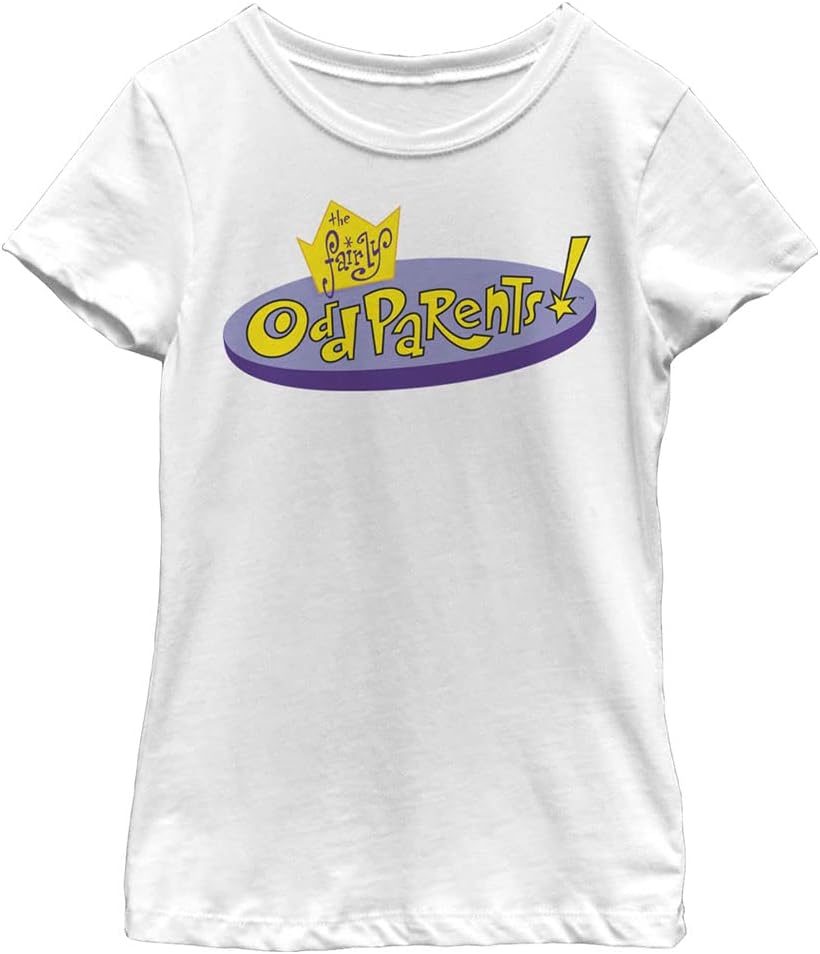 Nickelodeon Kids Fairly OddParents Logo Girls Short Sleeve Tee Shirt T-Shirt | Aesthetic Streetwear
