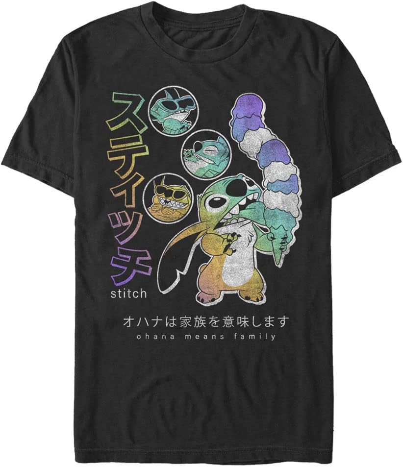 Disney Big & Tall Lilo Kanji Stitch Men's Tops Short Sleeve Tee Shirt T-Shirt | Premium Quality