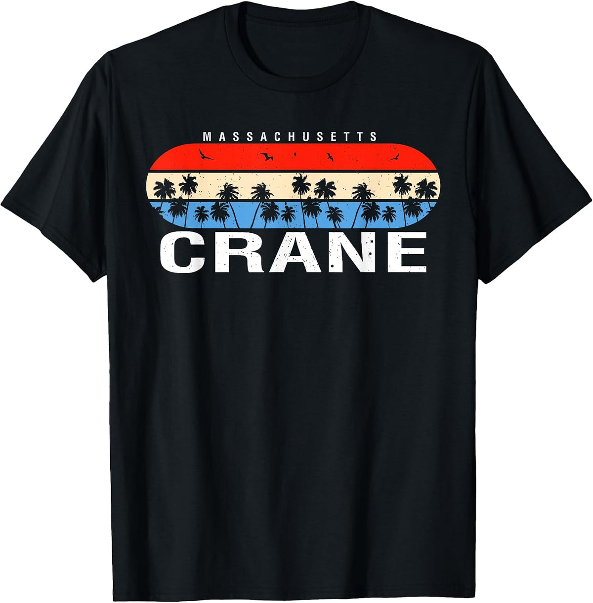 Retro Massachusetts Crane Souvenir Palm Trees T-Shirt T-Shirt | Premium Quality