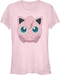 Fifth Sun Women's Pokemon Jigglypuff Filled Face Junior's Short Sleeve Tee Shirt T-Shirt | Best Seller