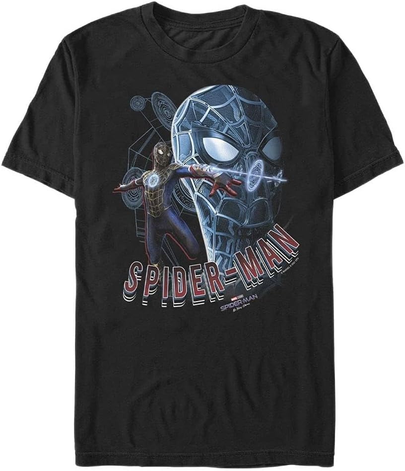Marvel mens Marvel Spider-man No Way Home Tech Suit Action Profile Shot Men's T-shirt T Shirt, Black, Medium US T-Shi...