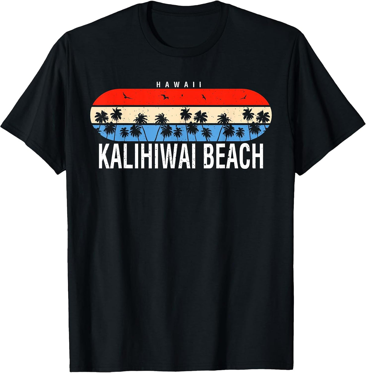 Retro Hawaii Kalihiwai Beach Souvenir Palm Trees T-Shirt T-Shirt | US Viral Style