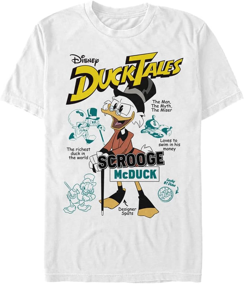 Disney Tales Richest Duck Men's Tops Short Sleeve Tee Shirt, White, 4X-Large Big Tall T-Shirt | Best Seller