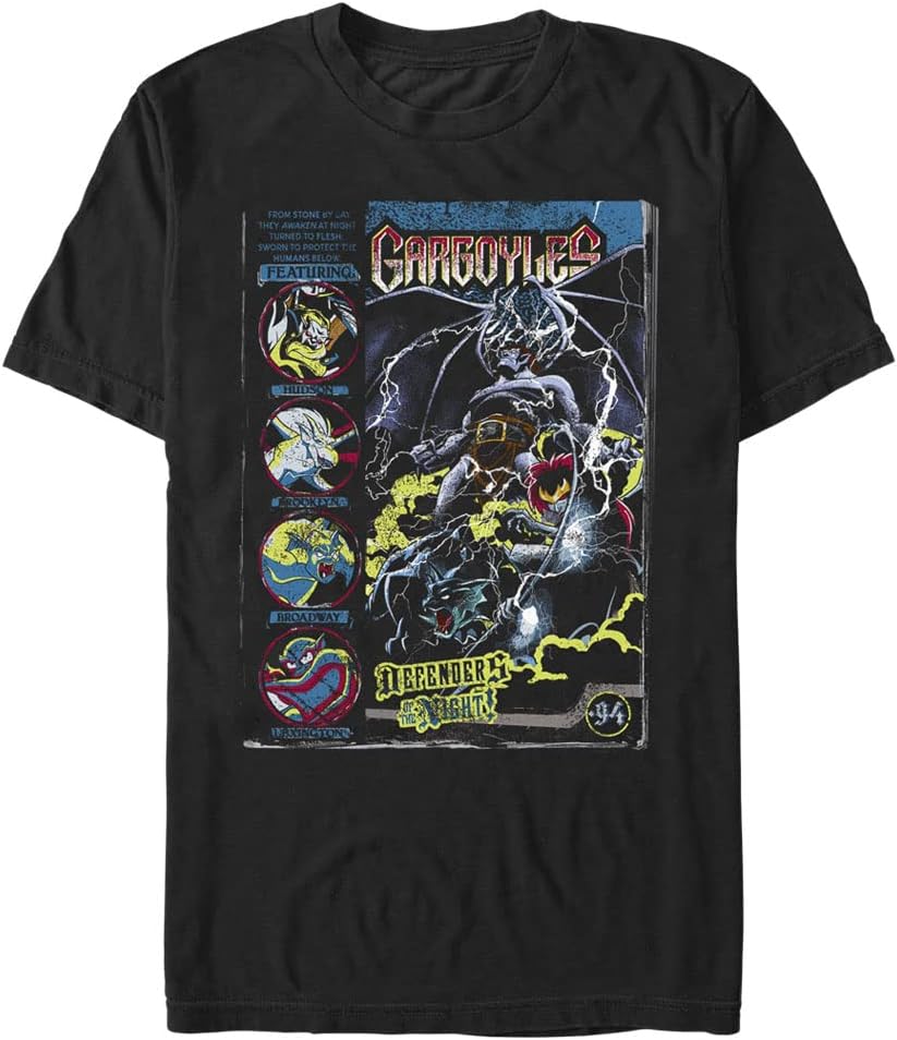 Disney Big Gargoyles Concrete Cover Men's Tops Short Sleeve Tee Shirt, Black, 4X-Large T-Shirt | Aesthetic Streetwear