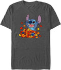 Disney Big & Tall Lilo & Stitch Leaf Pile Men's Tops Short Sleeve Tee Shirt T-Shirt | Aesthetic Streetwear