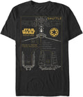 STAR WARS Big & Tall Rogue One Shuttle Schema Men's Tops Short Sleeve Tee Shirt T-Shirt | Aesthetic Streetwear