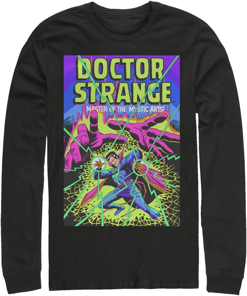 Marvel Big & Tall Men's Classic Strange Glow Tops Long Sleeve Tee Shirt T-Shirt | Aesthetic Streetwear