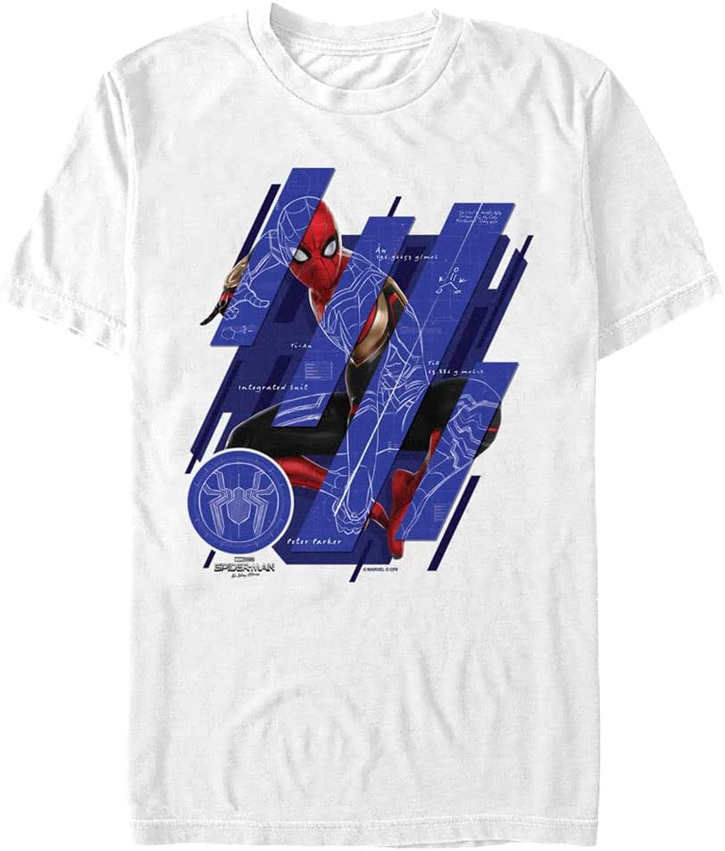 Marvel Big & Tall Spider-Man No Way Home Schematic Panels Men's Tops Short Sleeve Tee Shirt T-Shirt | Aesthetic Stree...
