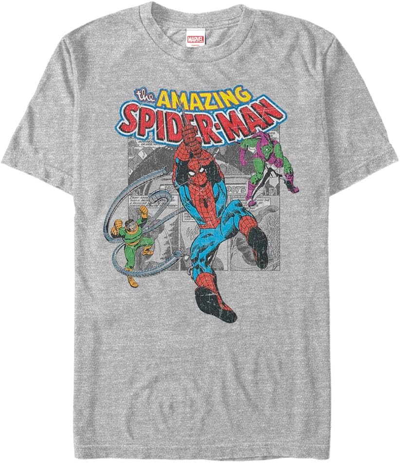 Marvel Big & Tall Classic Spiderman Collage Men's Tops Short Sleeve Tee Shirt T-Shirt | US Viral Style