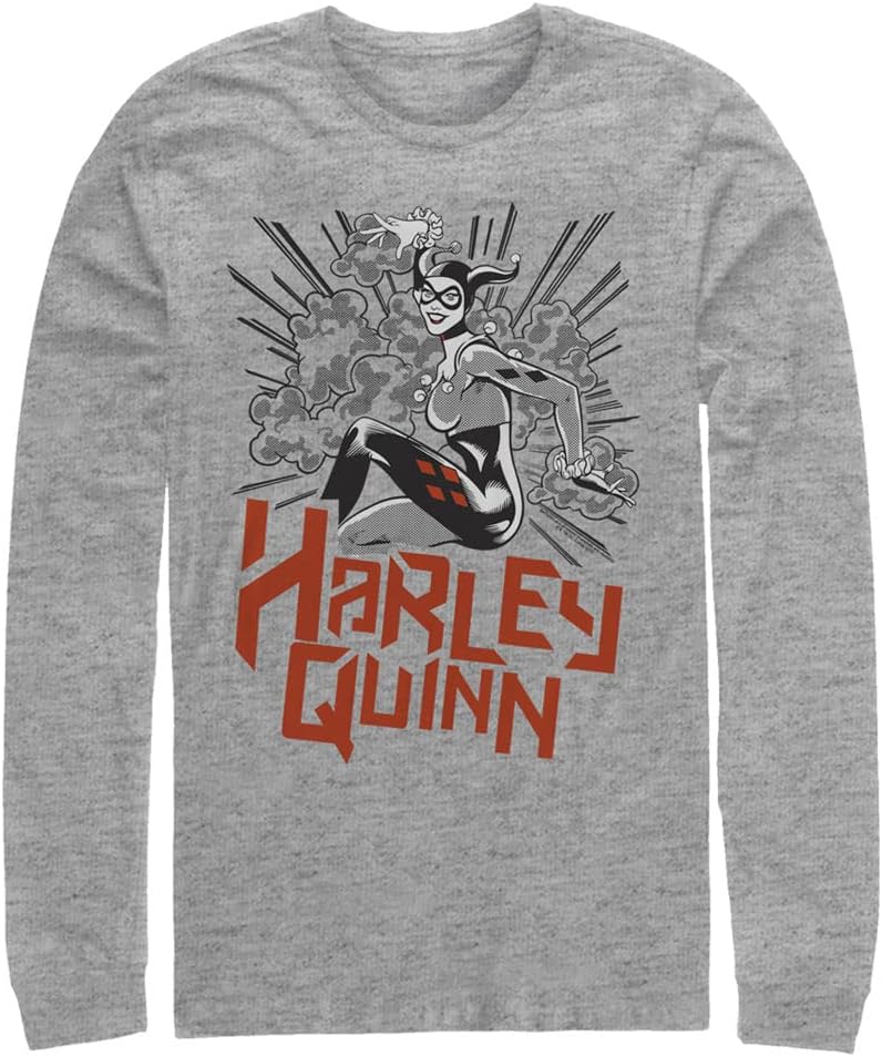 DC Comics Big & Tall Batman Harley Quinn Tone Men's Tops Long Sleeve Tee Shirt T-Shirt | Aesthetic Streetwear