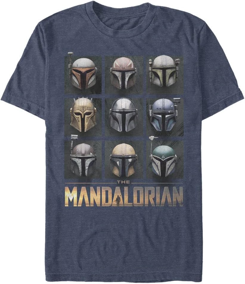 STAR WARS Big & Tall Mandalorian Mando Helmet Boxup Men's Tops Short Sleeve Tee Shirt T-Shirt | Best Seller