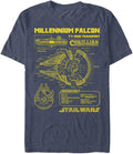 STAR WARS Big & Tall Falcon Shematics Men's Tops Short Sleeve Tee Shirt T-Shirt | Trending 2025
