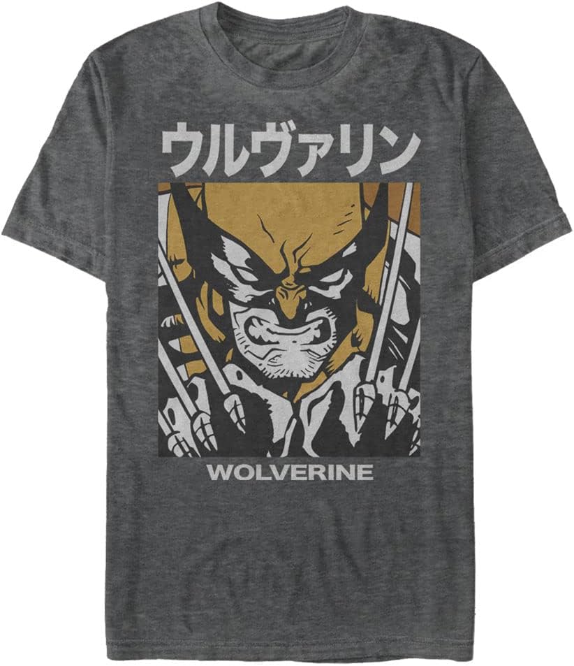 Marvel Classic Wolverine Kanji Block Young Men's Short Sleeve Tee Shirt T-Shirt | US Viral Style