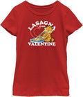 Fifth Sun Kids Garfield Lasagna is My Valentine Girls Short Sleeve Tee Shirt T-Shirt | US Viral Style