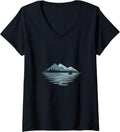Womens Lake Mode Tranquil Mountain Sailboat Scene V Neck Apparel High Search Demand Everyday Wear