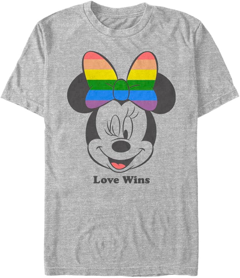 Disney Big & Tall Classic Mickey Love Wins Men's Tops Short Sleeve Tee Shirt, Athletic Heather, 4X-Large T-Shirt | Ae...