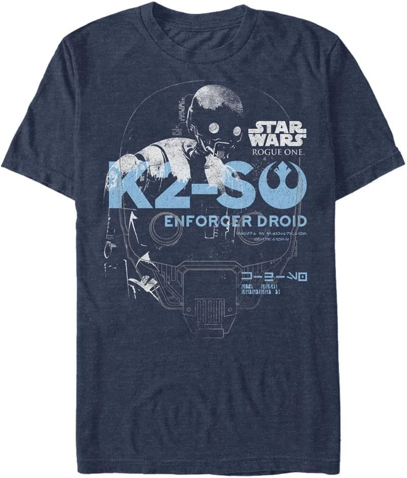 STAR WARS Big & Tall Rogue One K2so Lines Men's Tops Short Sleeve Tee Shirt T-Shirt | Best Seller