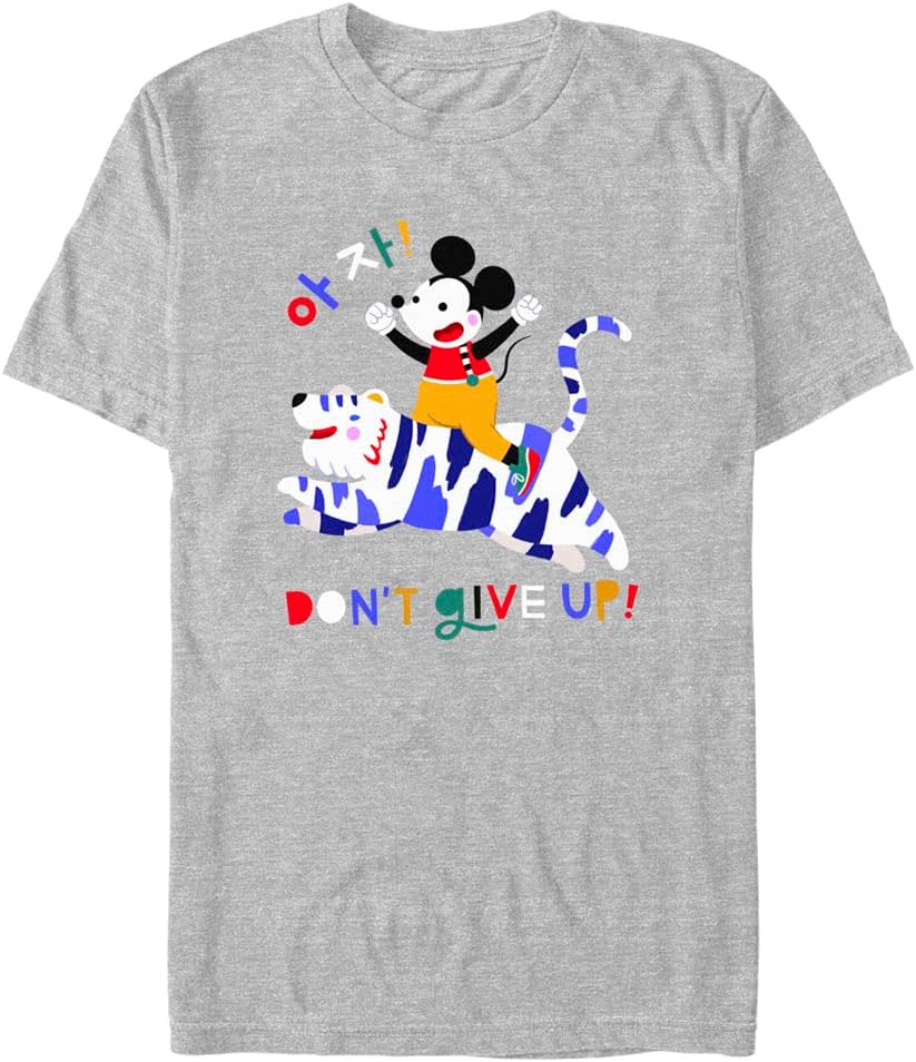 Disney Big & Tall Classic Mickey Dont Give Up Men's Tops Short Sleeve Tee Shirt, Athletic Heather, 3X-Large T-Shirt |...