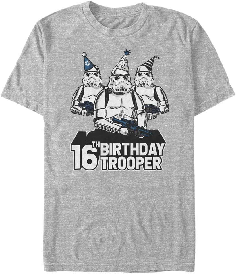 STAR WARS Big & Tall Birthday Trooper Sixteenth Men's Tops Short Sleeve Tee Shirt T-Shirt | Aesthetic Streetwear