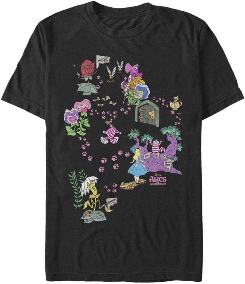 Disney Alice in Wonderland Chesire Map Men's Tops Short Sleeve Tee Shirt T-Shirt | Trending 2025