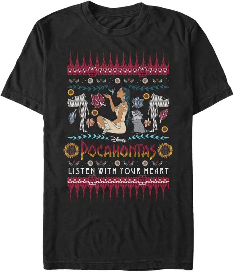 Disney Big & Tall Princesses Pocahontas Ugly Sweater Men's Tops Short Sleeve Tee Shirt Sweater | Premium Quality