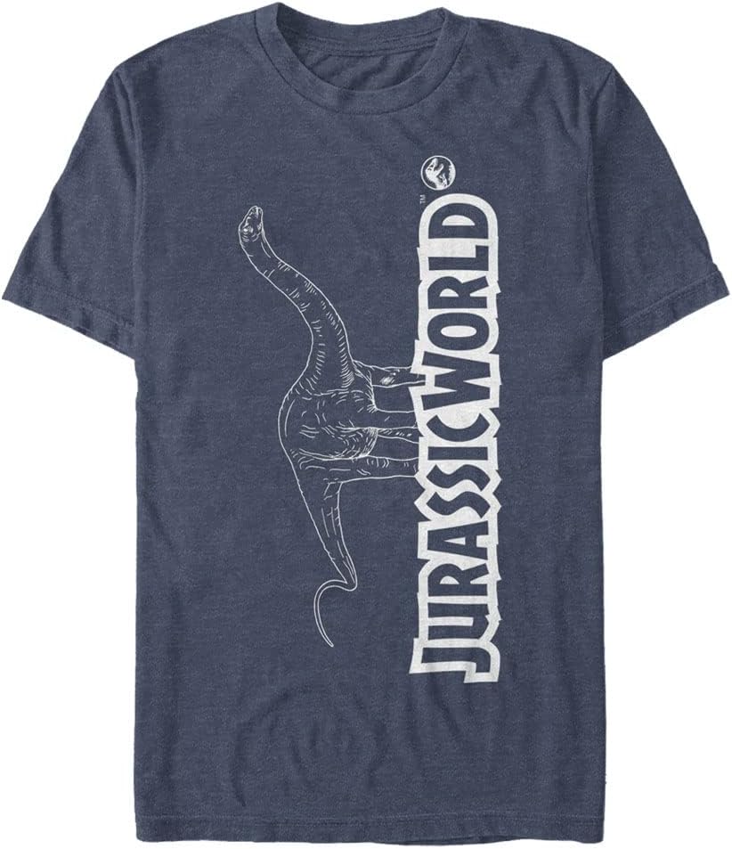 Jurassic Park Big & Tall Jurassic World White Dino Outline Men's Tops Short Sleeve Tee Shirt T-Shirt | Trending 2025