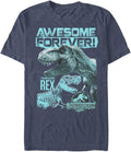 Jurassic Park Big & Tall Jurassic World Fallen Kingdom Awesome Dino Men's Tops Short Sleeve Tee Shirt, Navy Blue Heat...