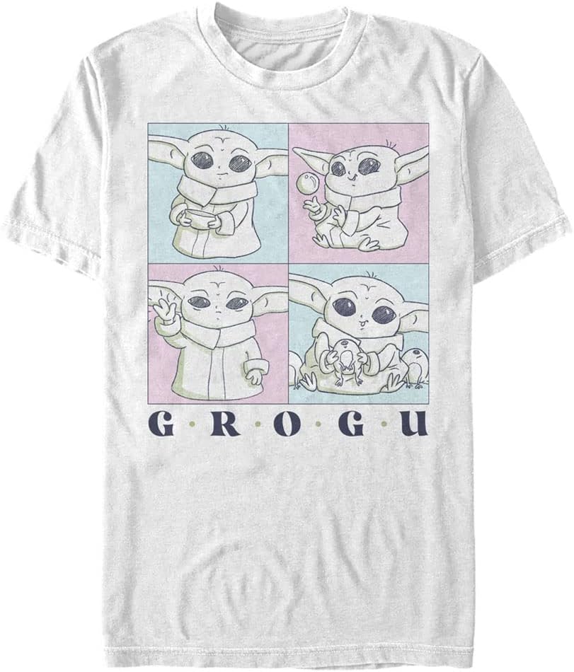 STAR WARS Big & Tall Mandalorian Grogu Cute Boxup Men's Tops Short Sleeve Tee Shirt T-Shirt | Aesthetic Streetwear