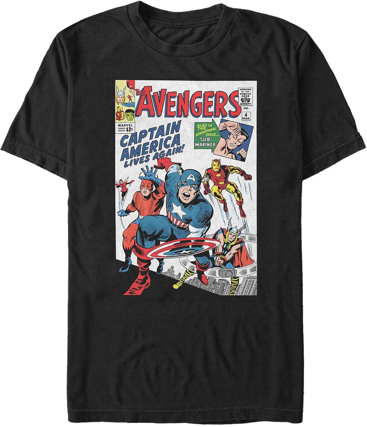 Marvel Big & Tall Universe Avengers Four Men's Tops Short Sleeve Tee Shirt, Black, 3X-Large T-Shirt | Best Seller
