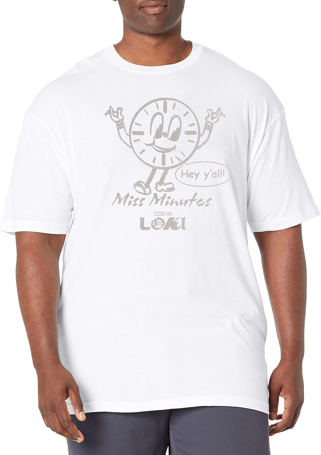 Marvel Big & Tall Loki Hey Miss Minutes Men's Tops Short Sleeve Tee Shirt T-Shirt | Aesthetic Streetwear