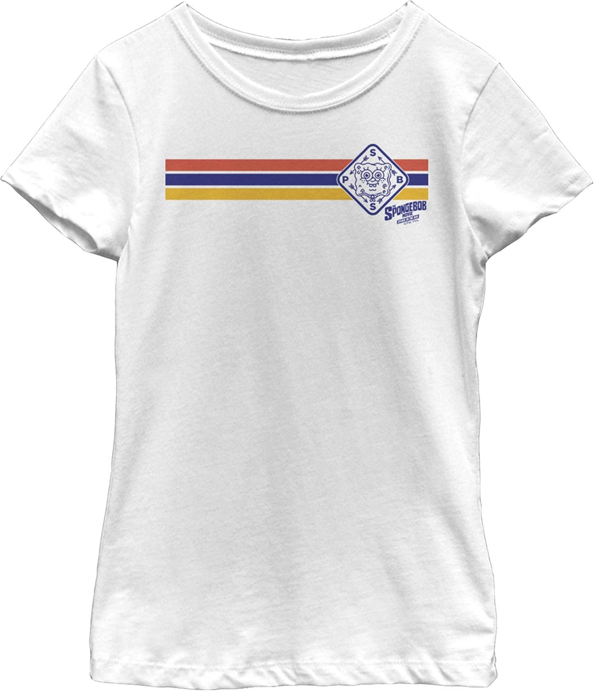 Fifth Sun Kids Spongebob Squarepants Spongey Stripes Girls Short Sleeve Tee Shirt T-Shirt | US Viral Style