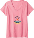 Womens Some Beach Somewhere Coastal Sunset Sailboat V Neck Apparel High Search Demand Fan Favorite