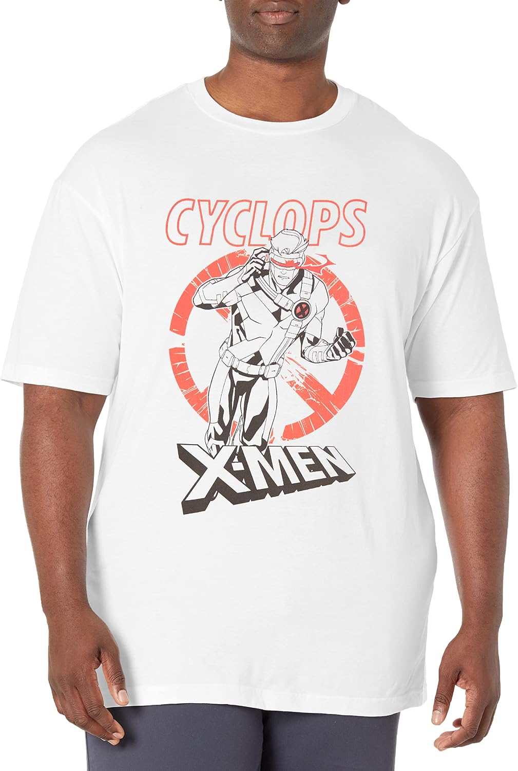 Marvel Classic Cyclops Red White Black Men's Tops Short Sleeve Tee Shirt T-Shirt | US Viral Style