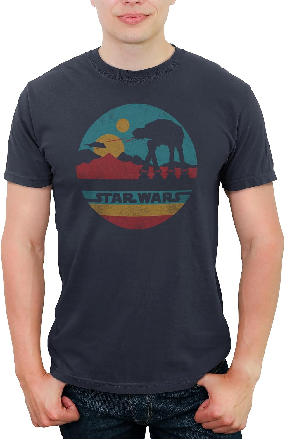 STAR WARS Men's at-at Retro Circle Apparel | Best Seller