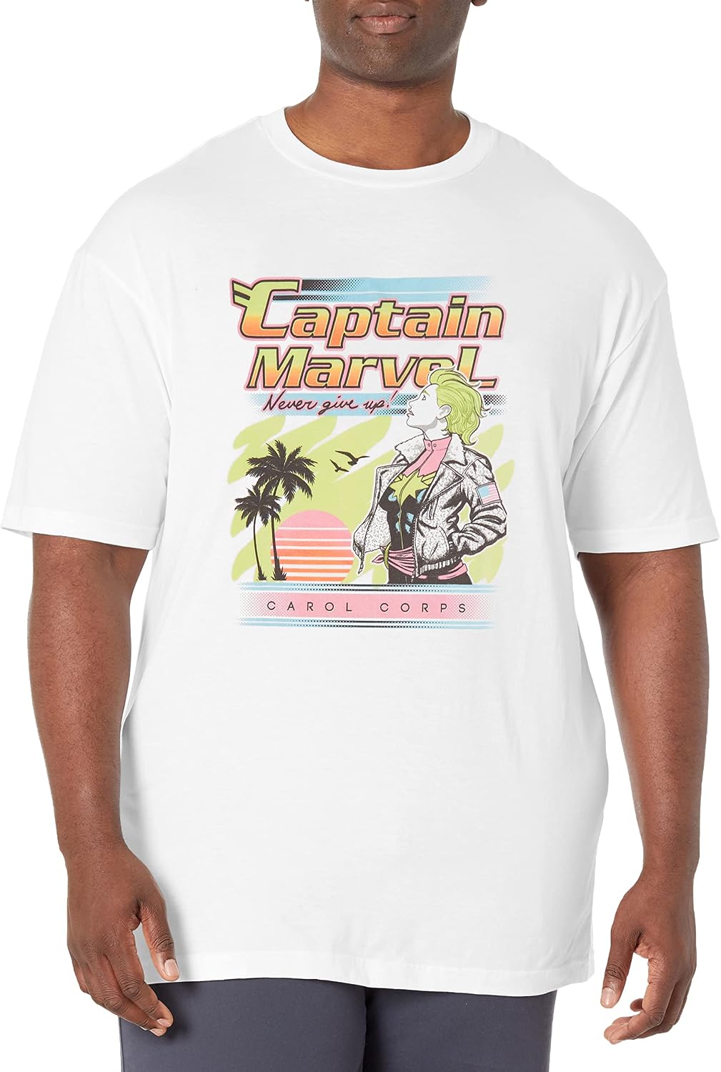 Marvel Big & Tall Classic Carol Corps Men's Tops Short Sleeve Tee Shirt, White, 3X-Large T-Shirt | Aesthetic Streetwear