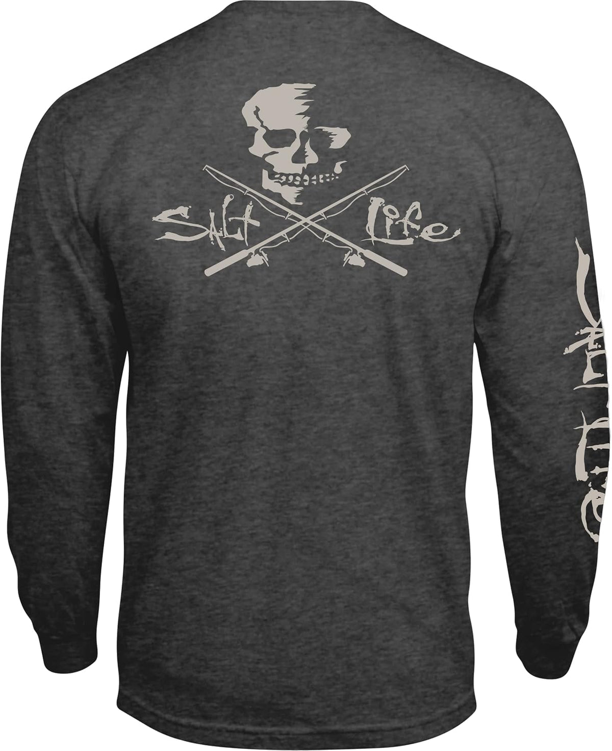 Salt Life Mens Skull and Poles Long Sleeve Crew Neck Tee T-Shirt | Aesthetic Streetwear