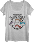 Nickelodeon Teenage Mutant Ninja Turtles Four Guys and Logo Women's Short Sleeve Tee Shirt T-Shirt | US Viral Style