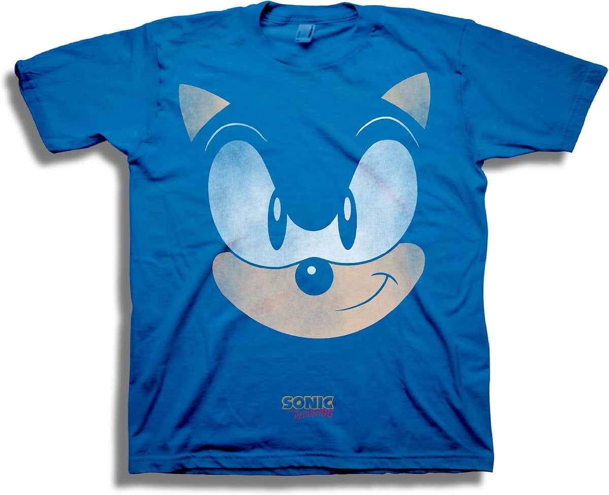 SEGA Boys' Little Sonic The Hedgehog Big Face Short Sleeve Tshirt T-Shirt | Premium Quality