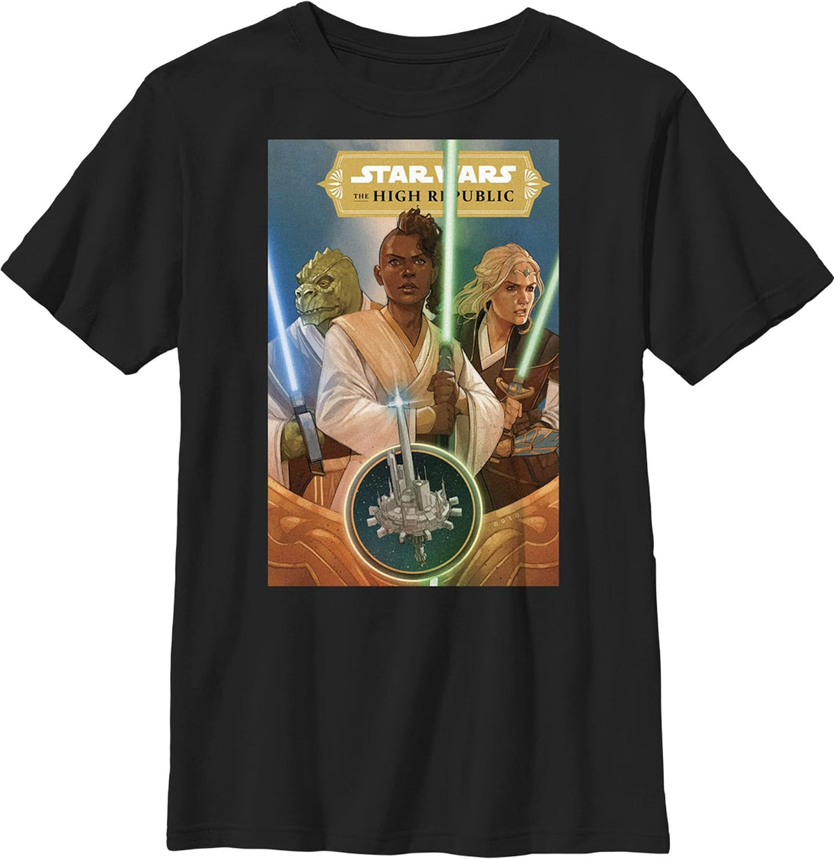 Fifth Sun Kids' Star Wars-High Republic Hero Cover Boys Short Sleeve Tee Shirt T-Shirt | Aesthetic Streetwear