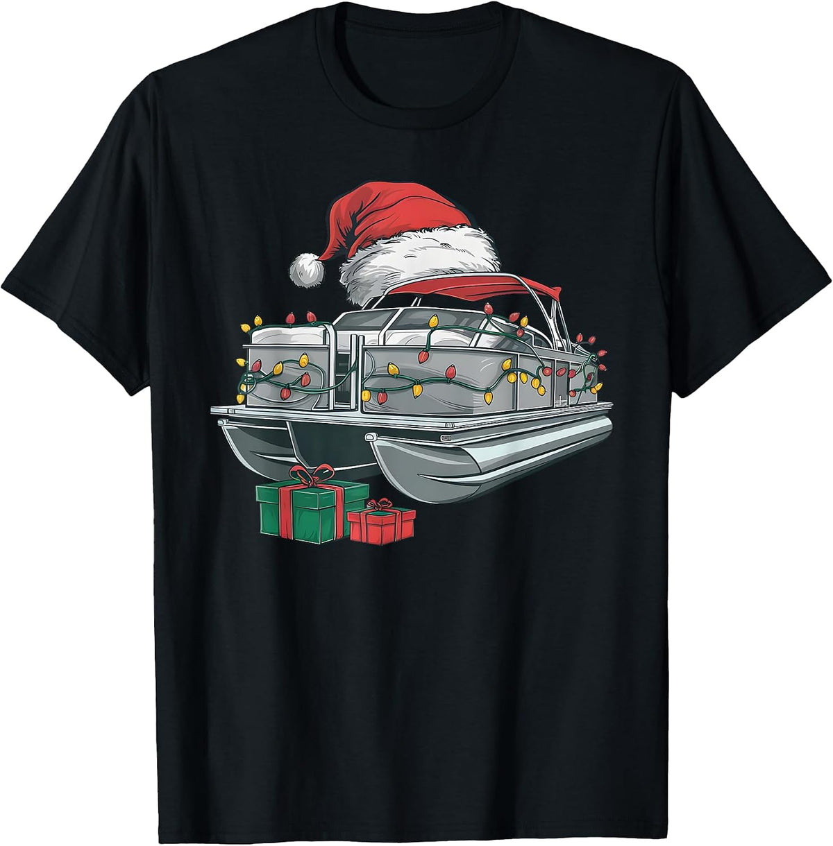 Pontoon Boat Xmas Lighting Santa Hat Pontoon Boat Christmas Apparel Viral TikTok Find Gift Ready