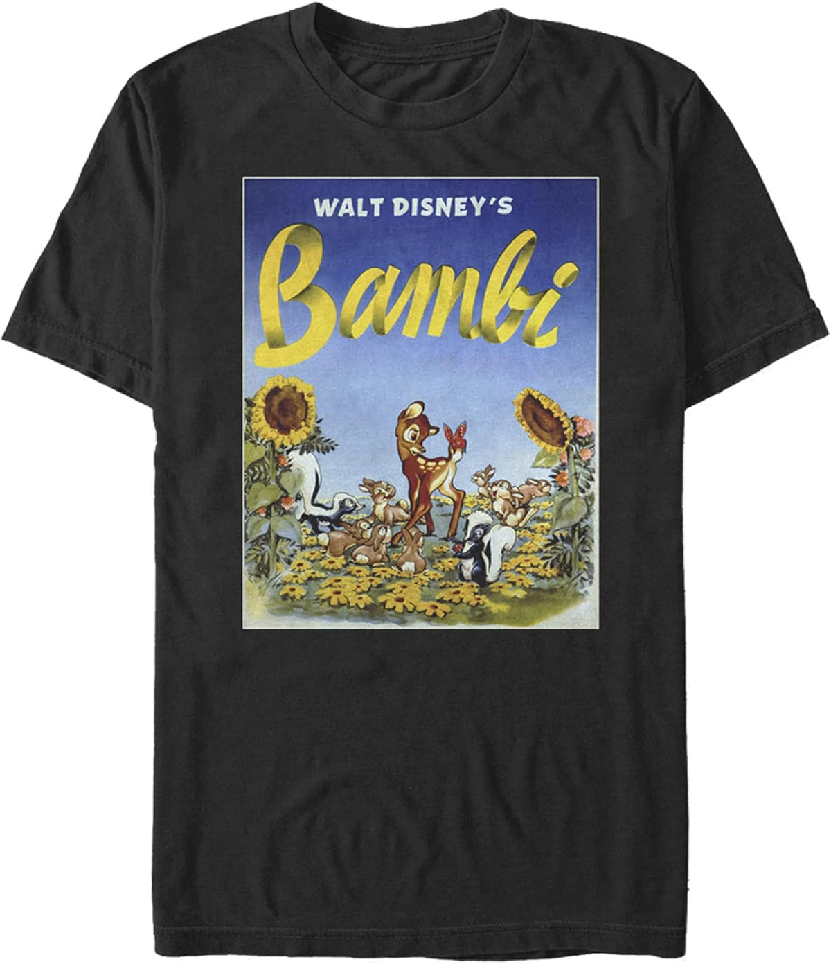 Disney Bambi Sunflowers Men's Tops Short Sleeve Tee Shirt T-Shirt | Aesthetic Streetwear