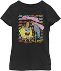 Fifth Sun Kids Spongebob Squarepants Jellyfishing Stack Girls Short Sleeve Tee Shirt T-Shirt | Premium Quality