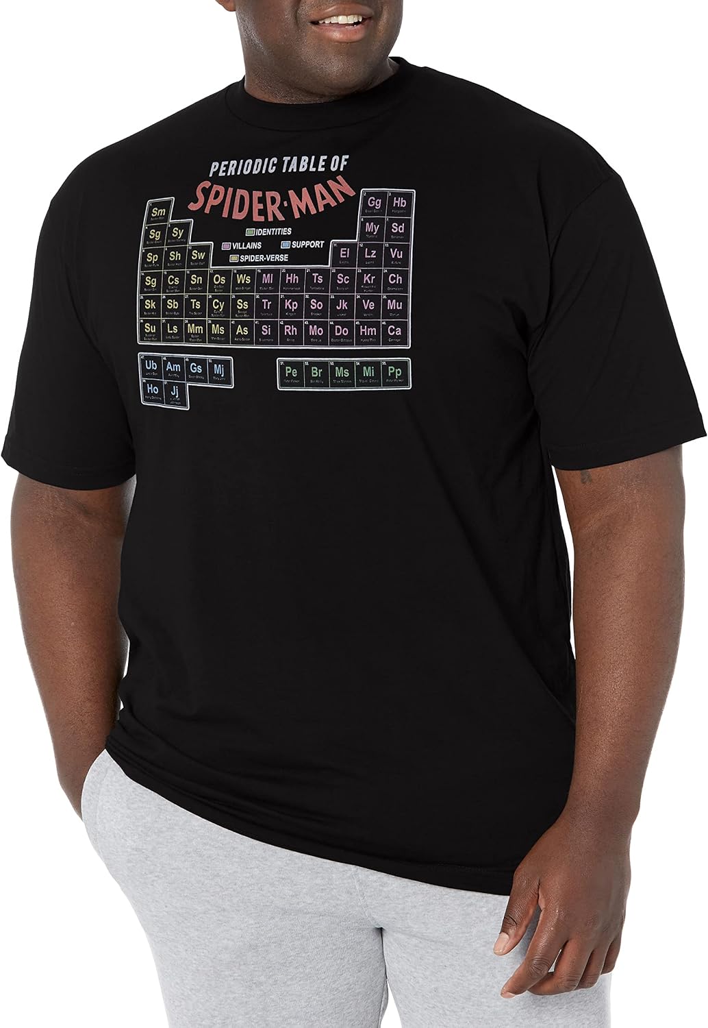 Marvel Big & Tall Classic Spider Man Periodic Men's Tops Short Sleeve Tee Shirt T-Shirt | Trending 2025