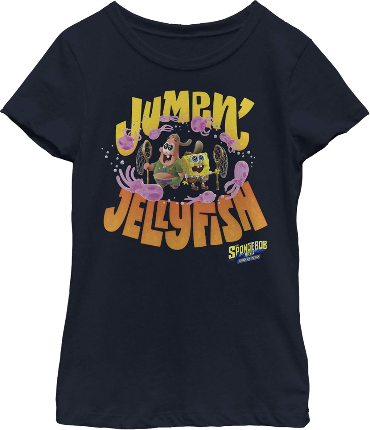 Fifth Sun Kids Spongebob Squarepants Jellyfish Fields Girls Short Sleeve Tee Shirt T-Shirt | Premium Quality