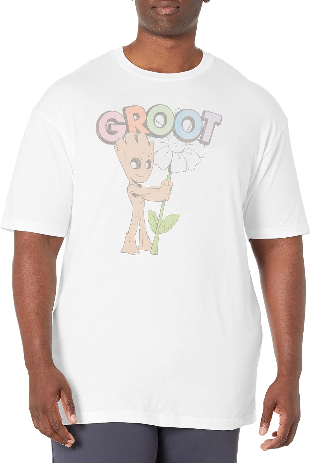 Marvel Big & Tall Classic Guardians of The Galaxy Cute Groot Men's Tops Short Sleeve Tee Shirt T-Shirt | Premium Quality